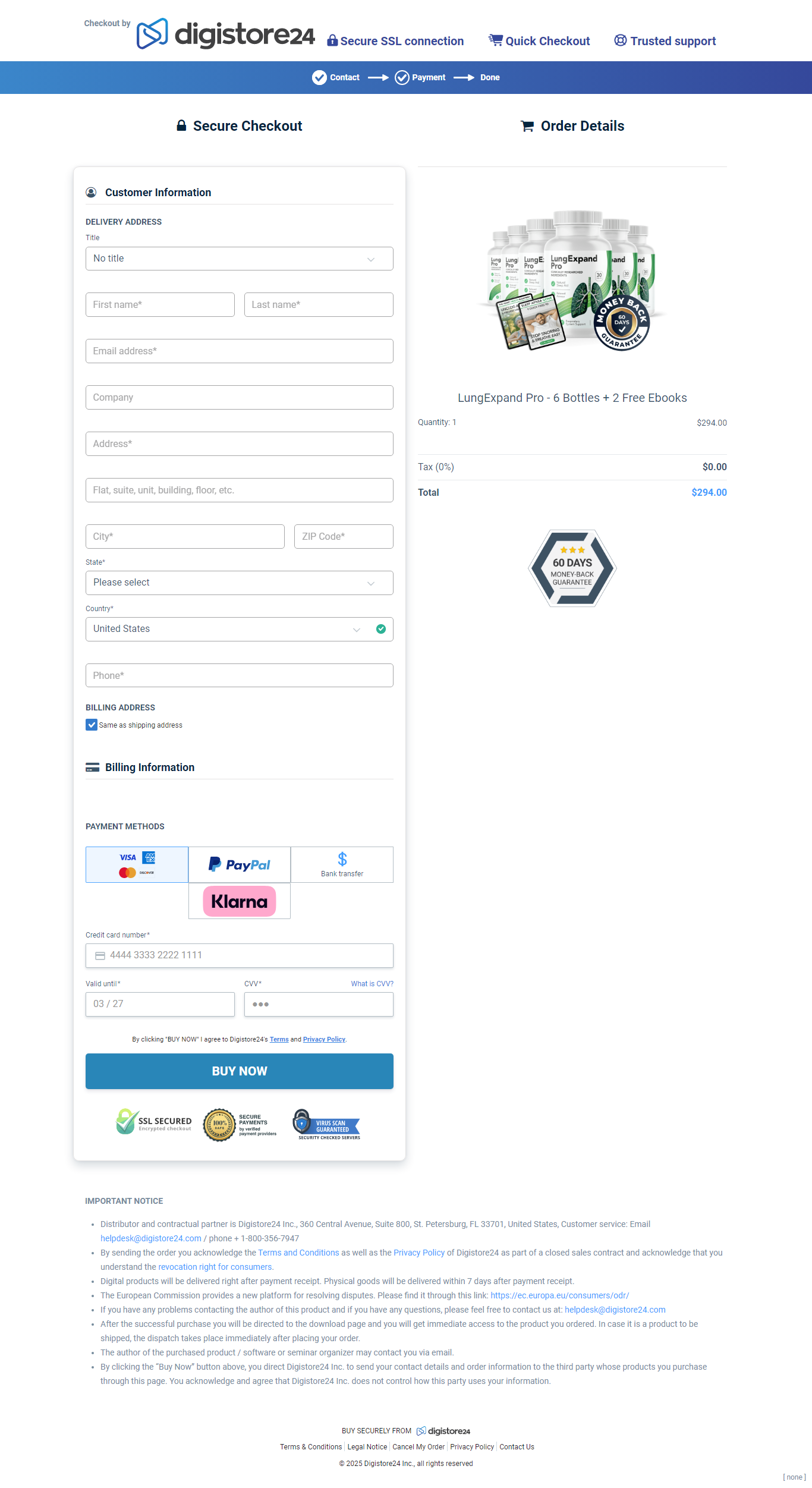 LungExpand Pro official checkout page